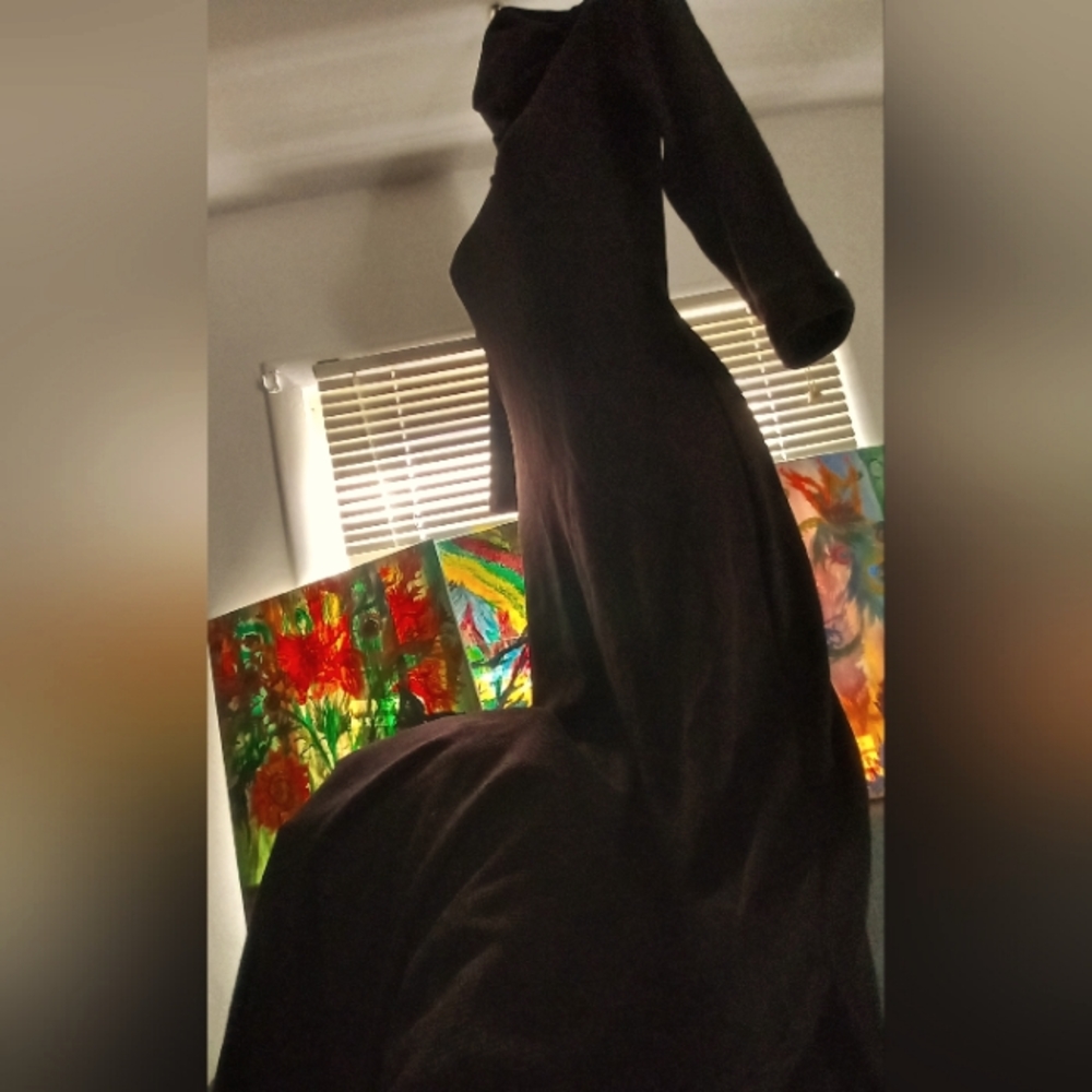 Deep Brown Hooded Long Dress